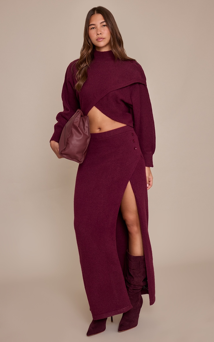 Burgundy Wrap Knit Jumper  image 3