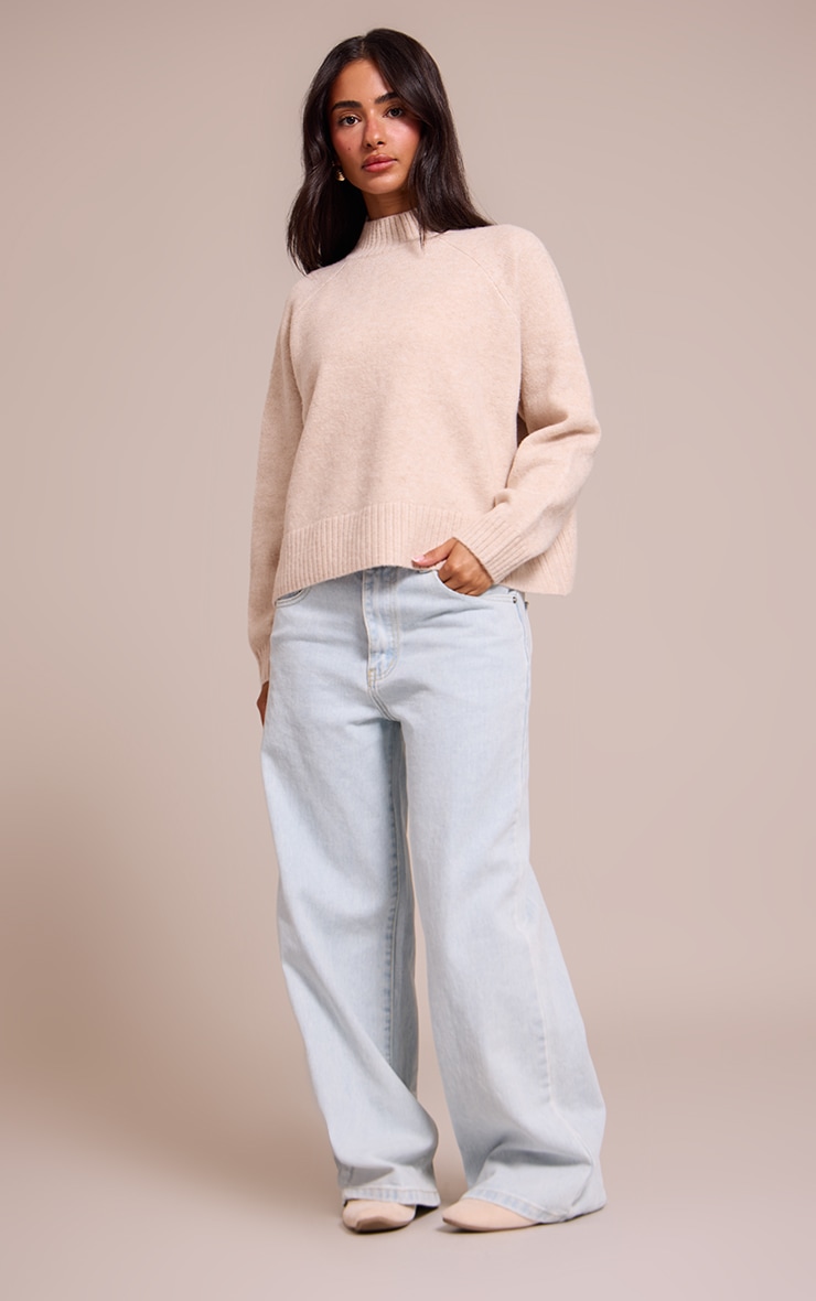 Petite Oatmeal Knit Turtleneck Sweater image 3