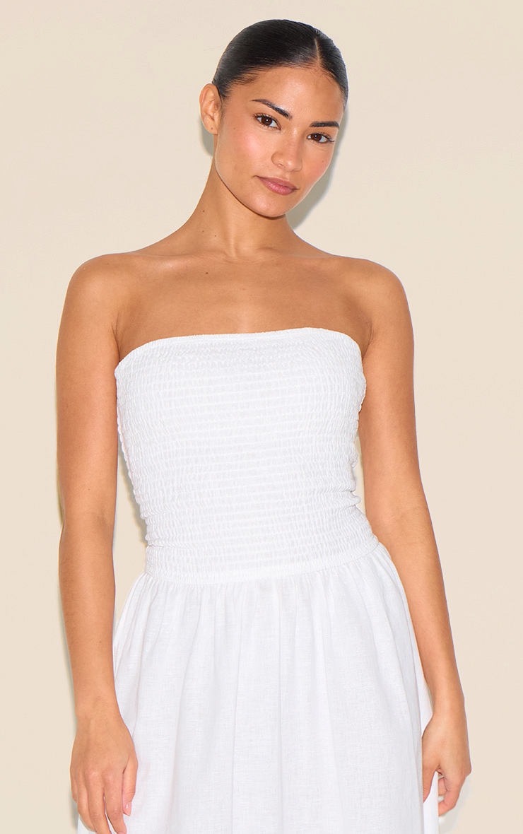 Petite Robe bustier longue blanche à partie froncée image 4