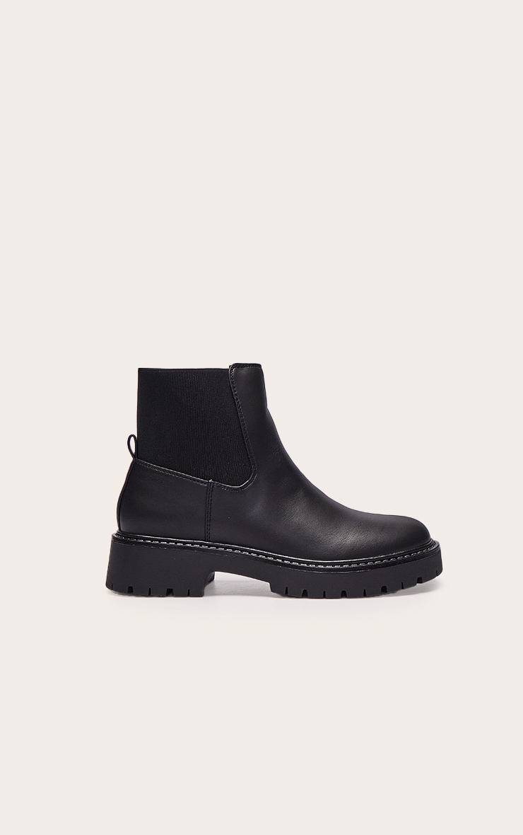Bottines épaisses noires à talon et partie élastique image 2