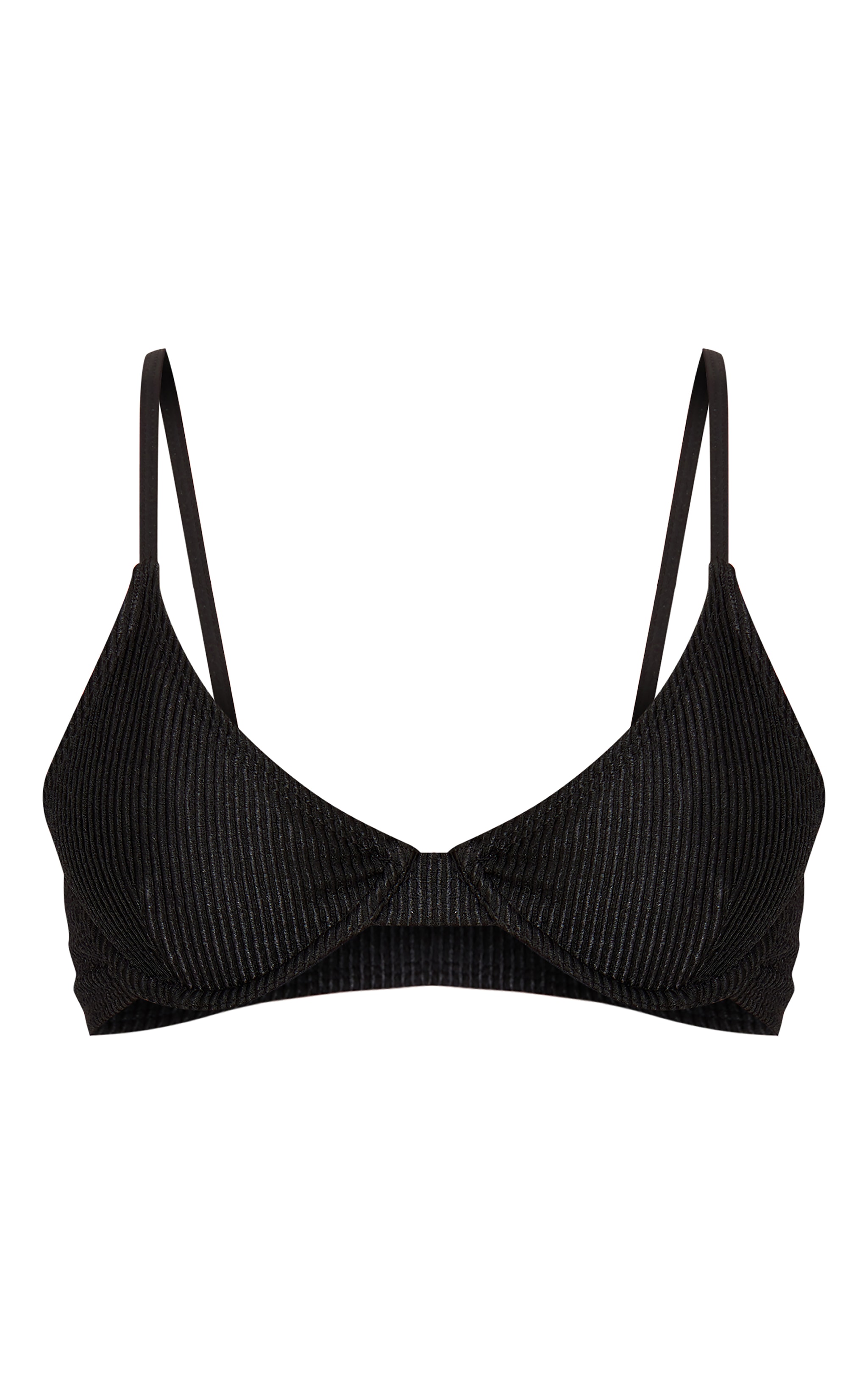 Black Metallic Crinkle Underwired Bikini Top image 5
