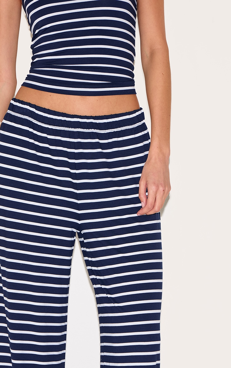 Navy Striped Wide Leg Pants image 4