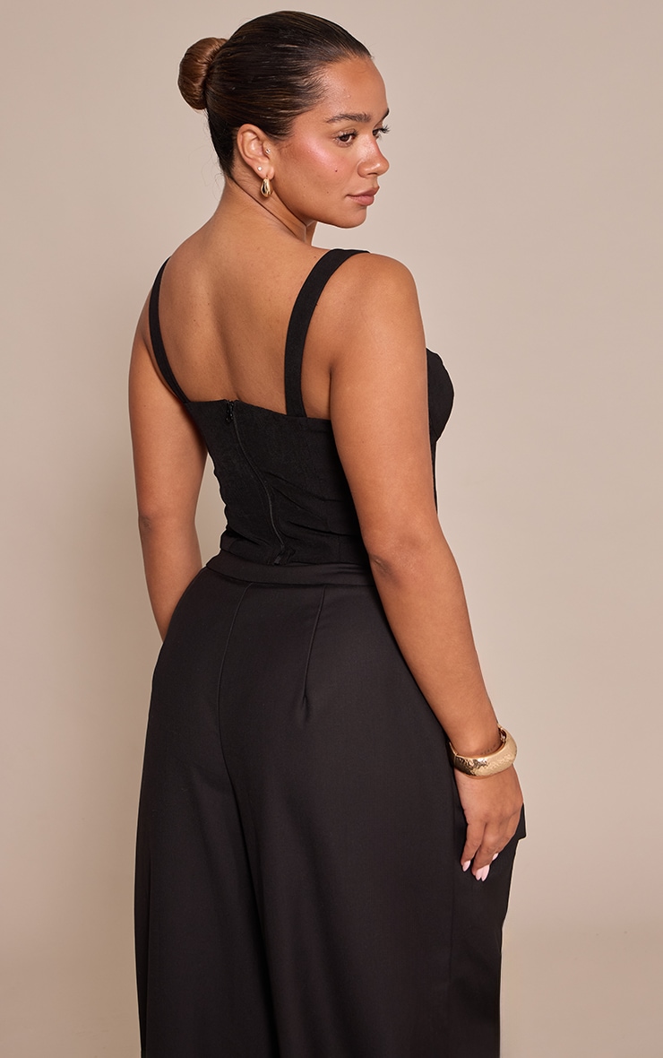 Shape Black Button Front Scoop Neck Corset Top image 2