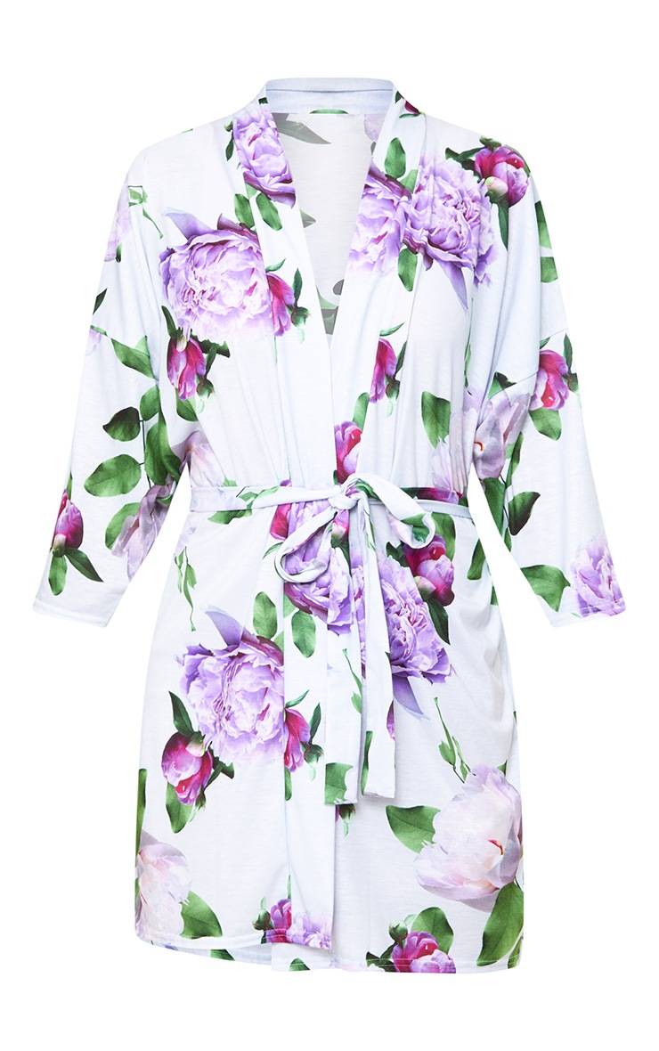 Bride Grey Floral Dressing Gown. Nightwear & Onesies PrettyLittleThing