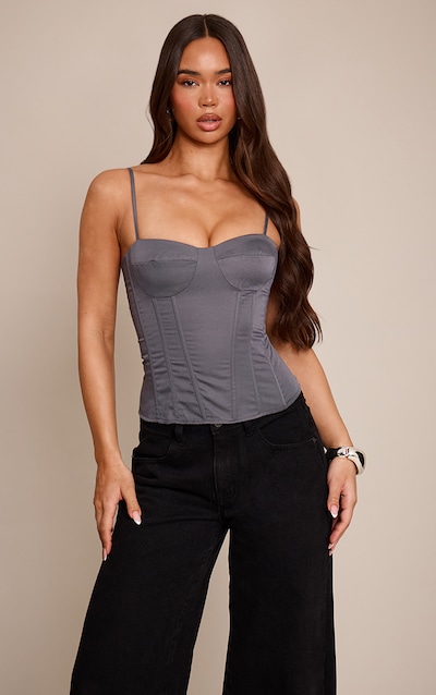 Charcoal Structured Corset Top