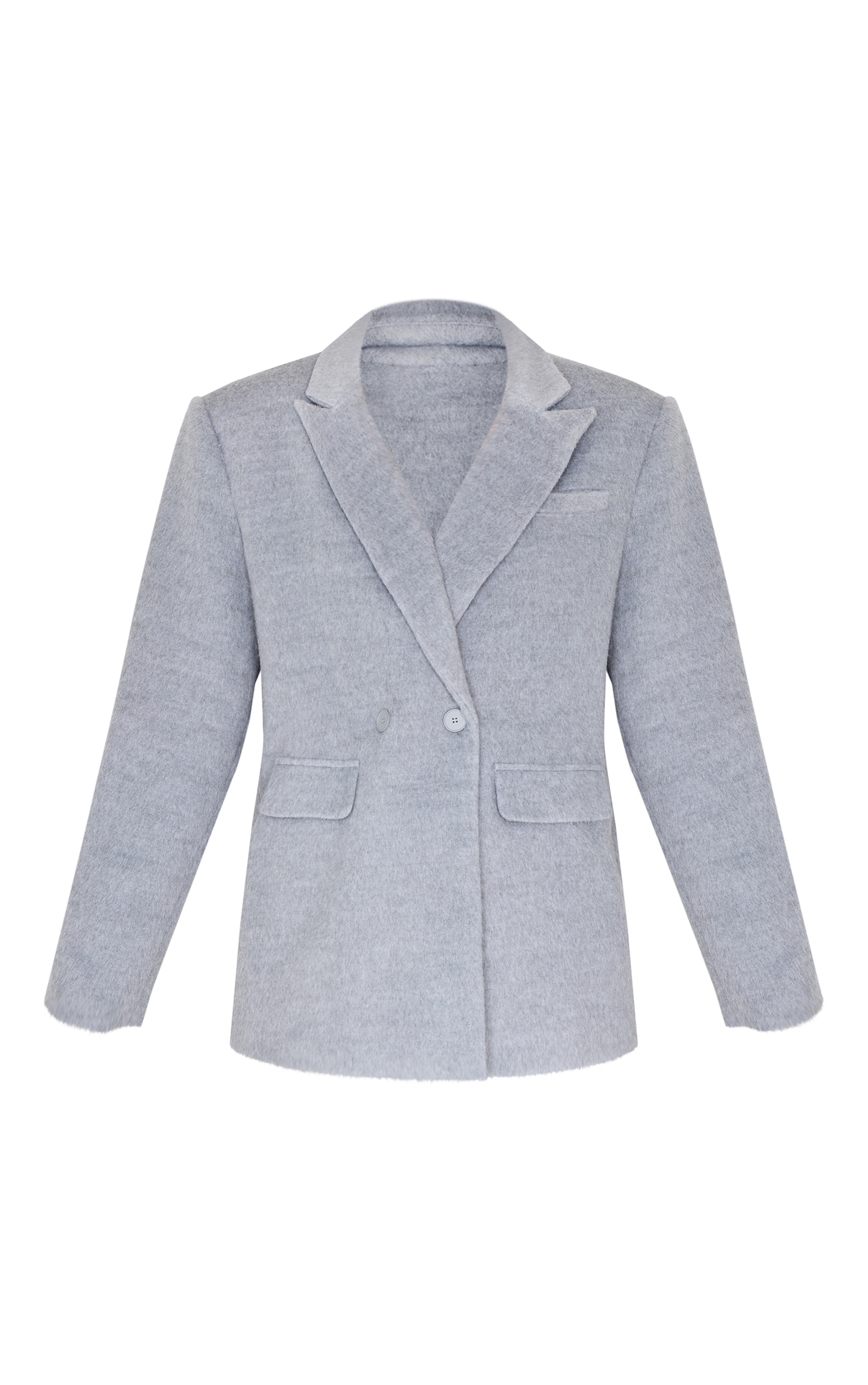 Grey Oversized Textured Wool Look Blazer image 5