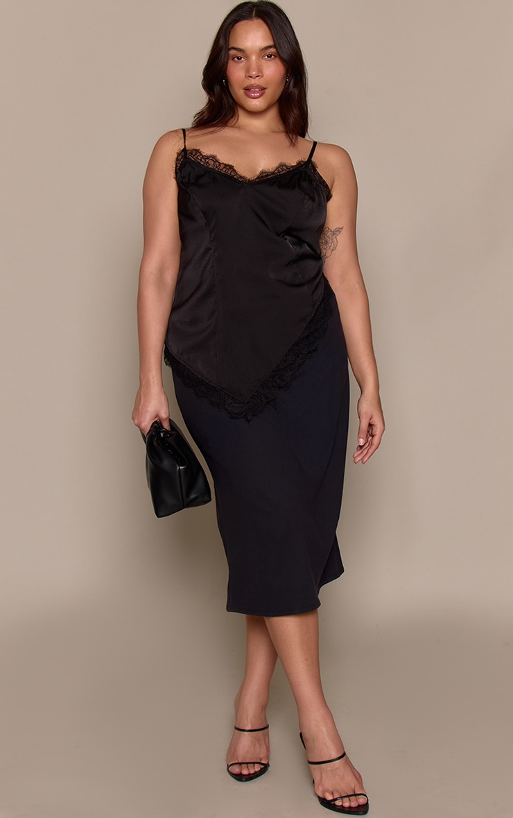 Plus Black Soft Touch Midi Skirt