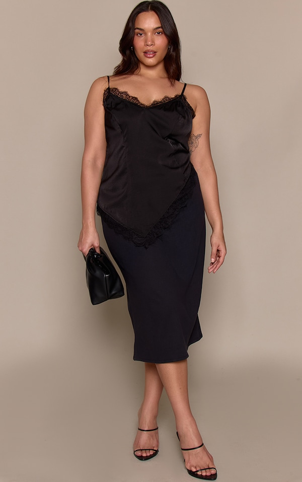 Plus Jupe mi-longue douce noire