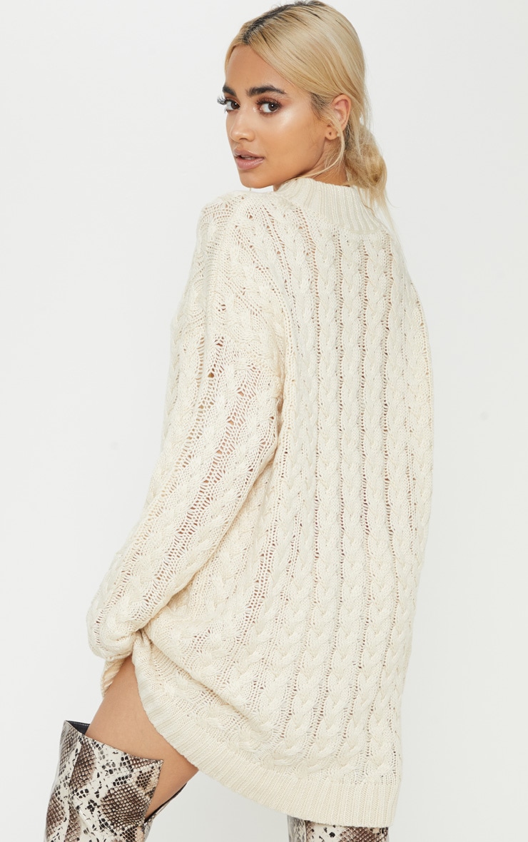 Petite Cream Cable Knit Dress Petite PrettyLittleThing