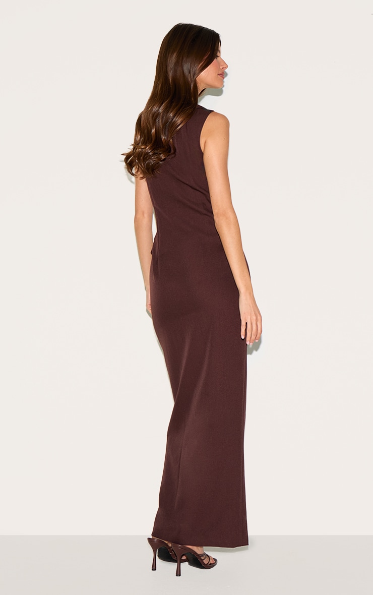 Deep Chocolate Woven Button Maxi Dress image 2