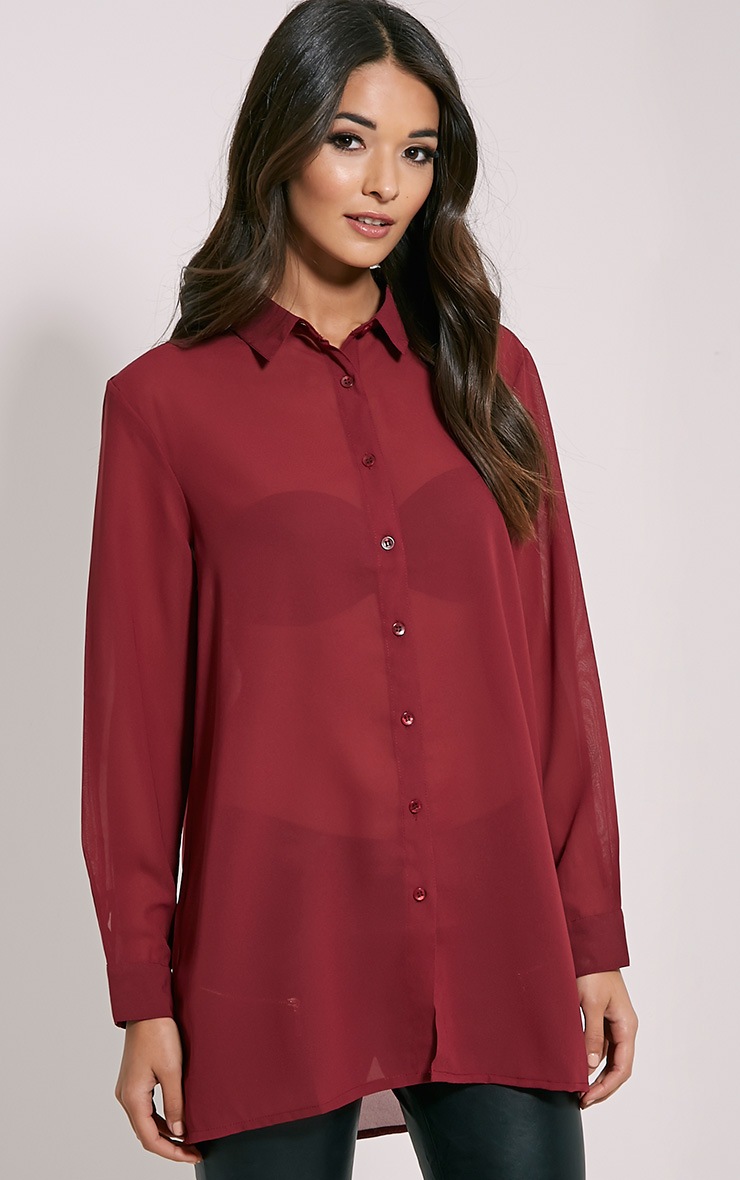 Burgundy chiffon top clearance