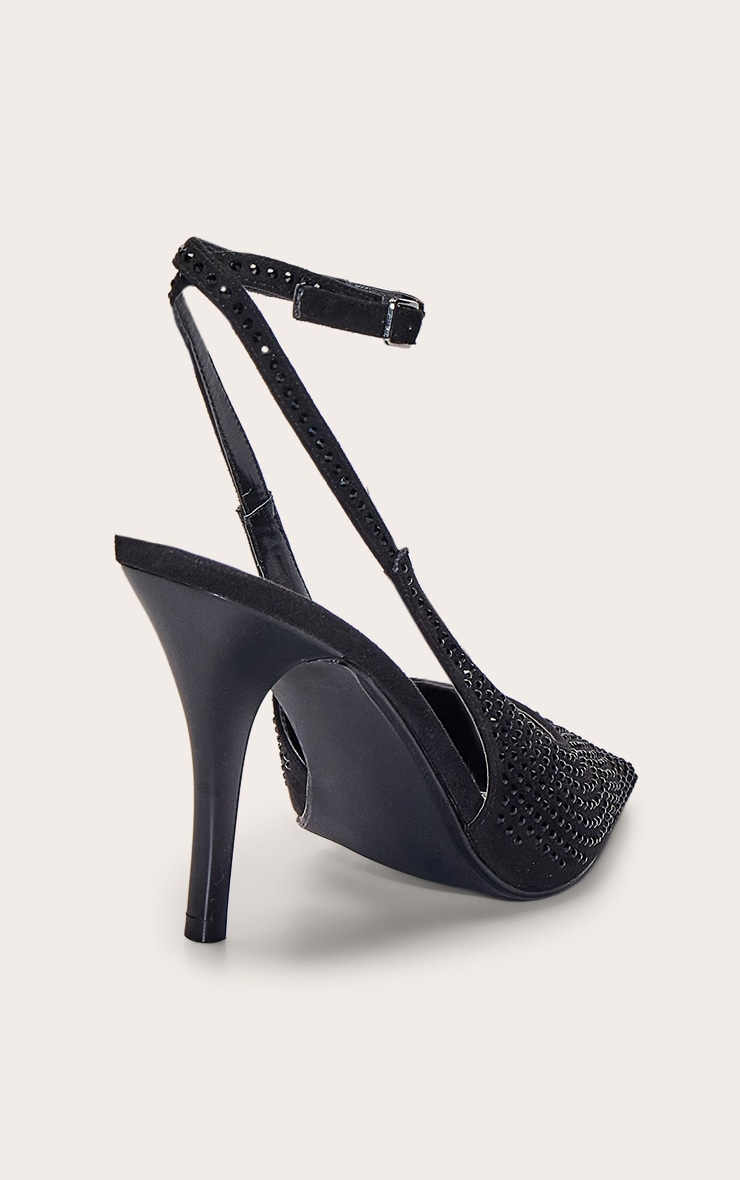 Sandales noires à talon et strass image 4