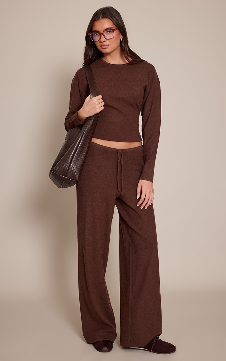 Chocolate Cocoon Sleeve Cinched Long Sleeve T Shirt  image 3