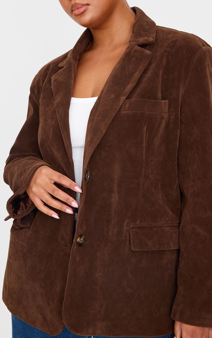 Plus Chocolate Faux Suede Longline Jacket image 4