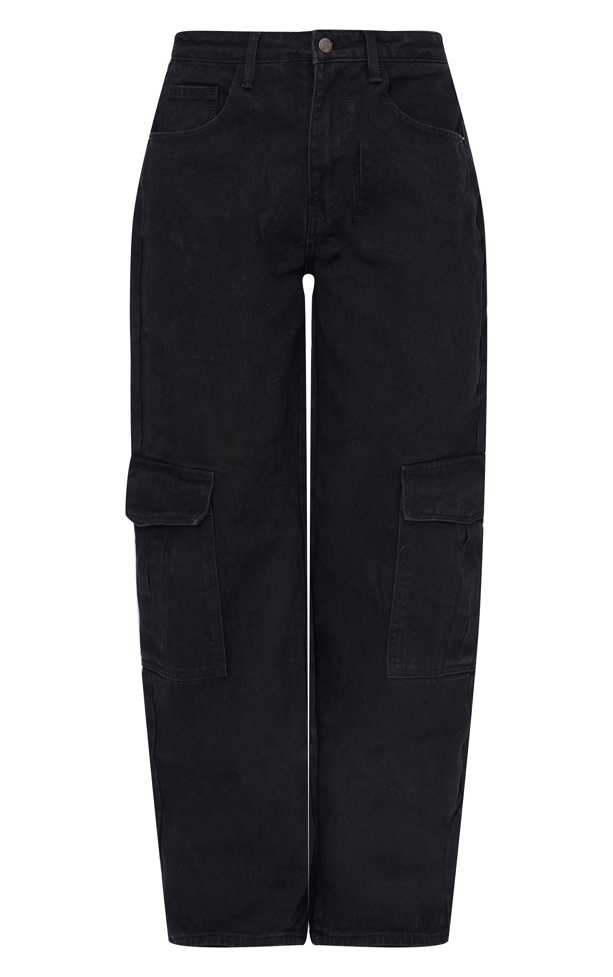 Washed Black Cargo Side Pocket Wide Leg Jeans image 5
