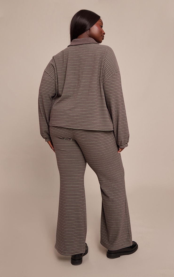 Plus Chocolate Pinstripe Skinny Flare Trouser image 3