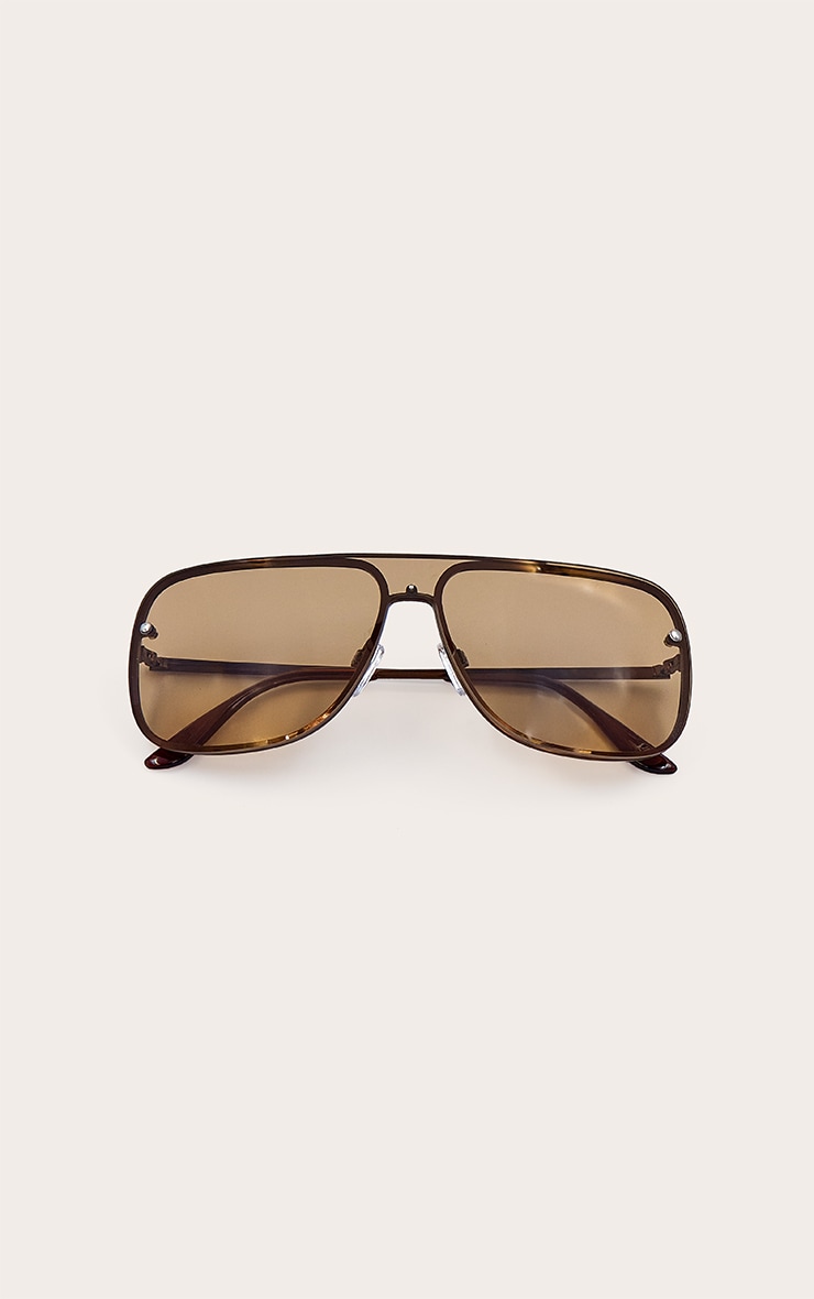 Lunettes de soleil style aviateur fines chocolat effet fumé image 2