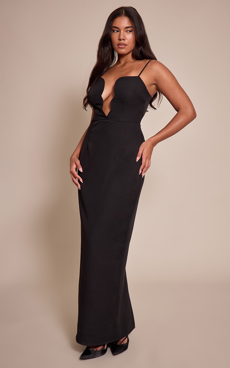 Shape Black Plunge Wave Trim Maxi Dress image 3