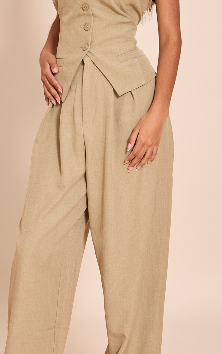 Petite Taupe Tailored High Waist Wide Leg Pants image 4