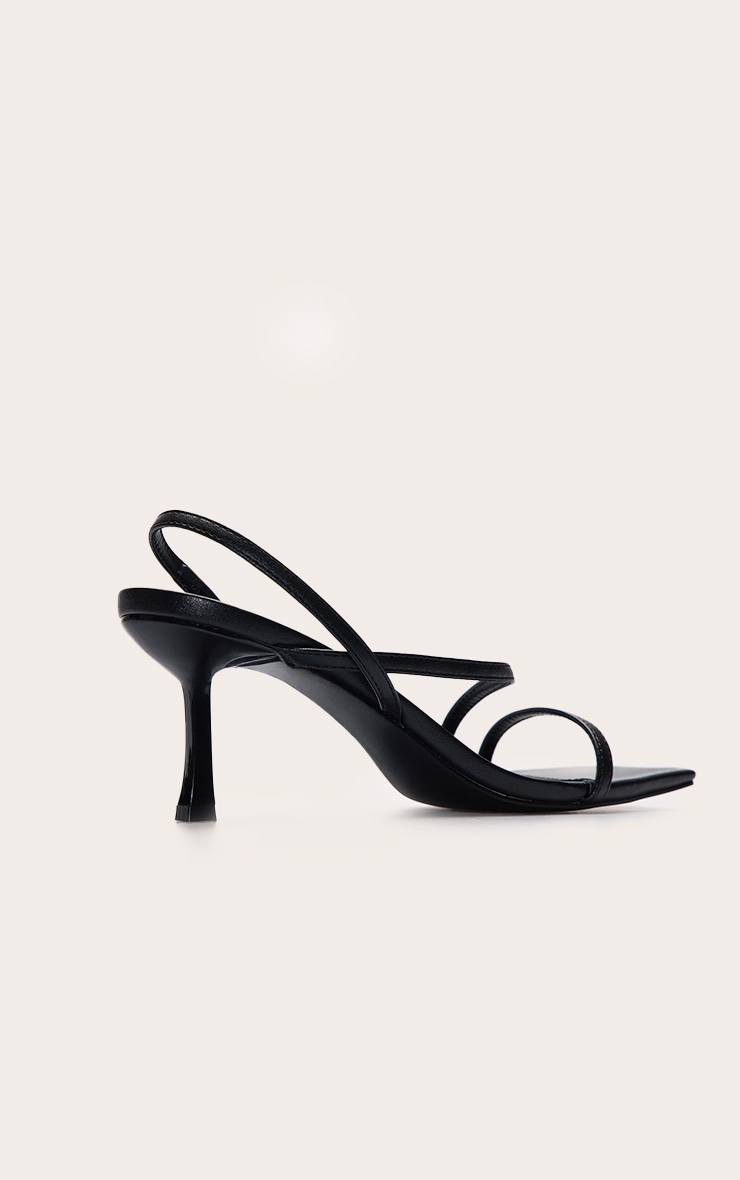 Black Asymmetric Square Toe Heeled Sandals image 4