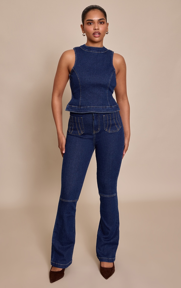 Petite Jean flare ajusté indigo image 1
