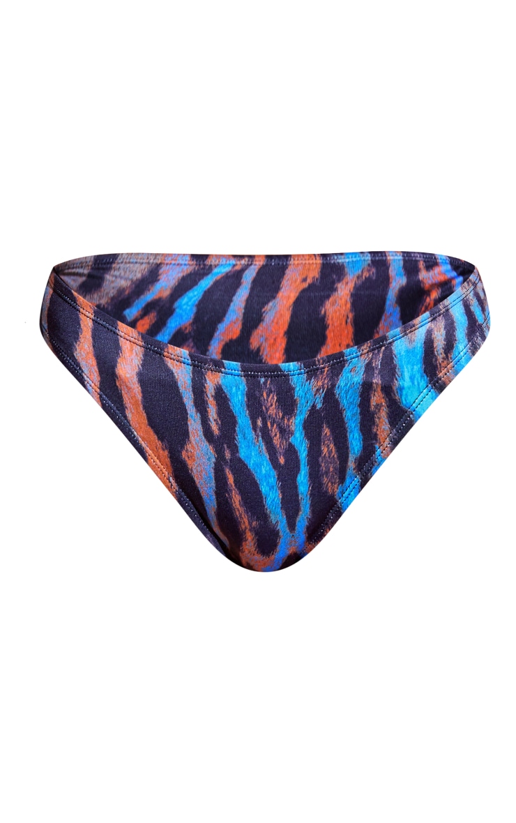  Blue Leopard Print High Leg Bikini Bottoms image 5