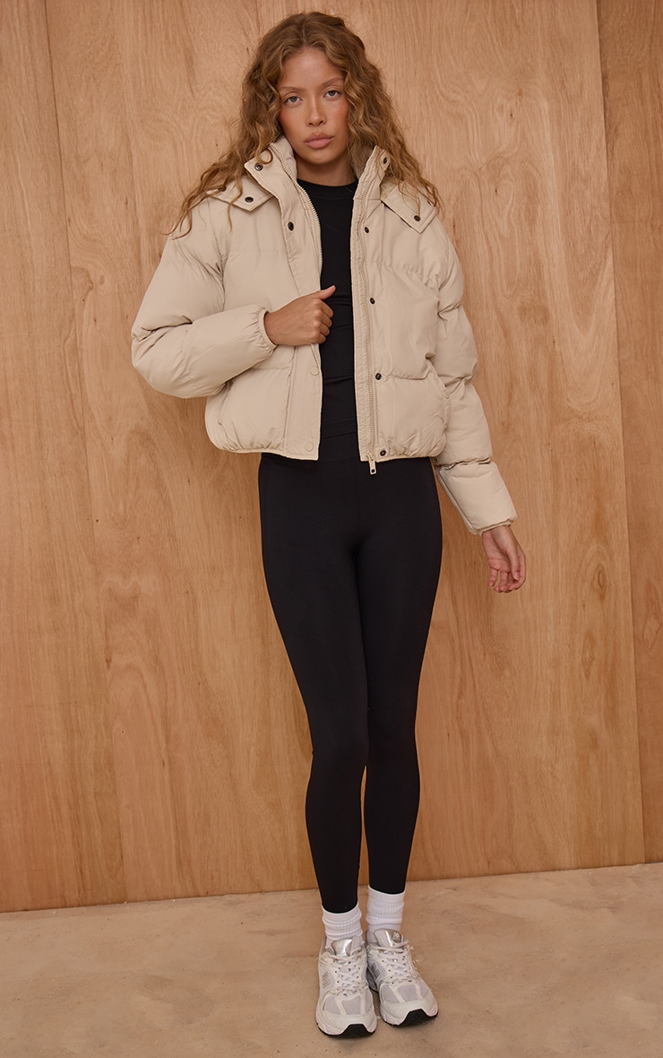 Cream Hooded Puffer Coat image 3