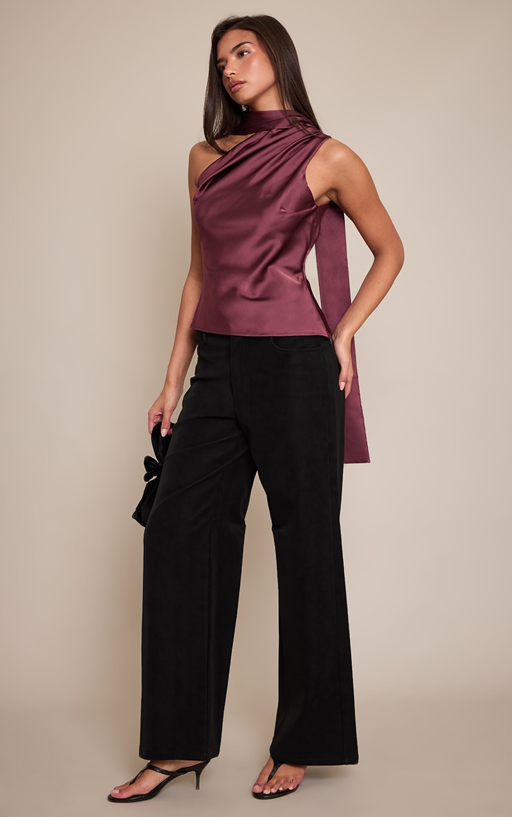 Plum Asymmetric Scarf Detail Top image 3