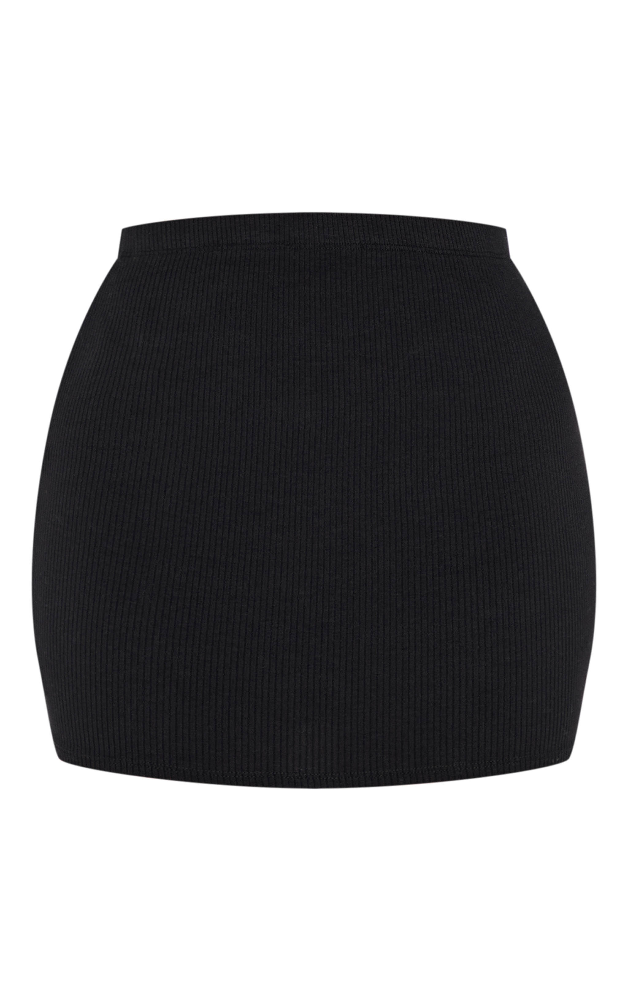 Petite Black Ribbed High Waist Mini Skirt image 6
