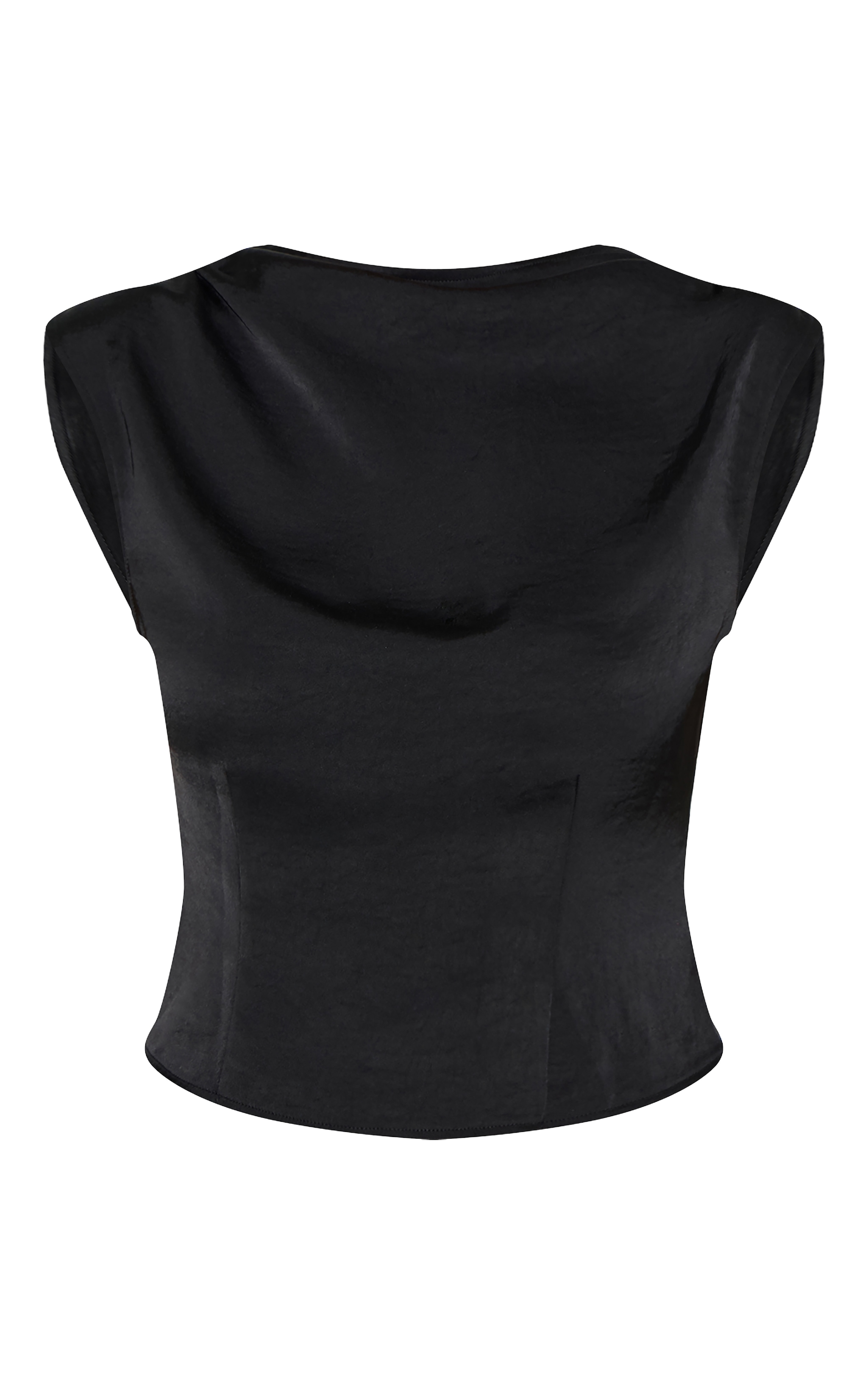 Black Cowl Back Satin Top image 5