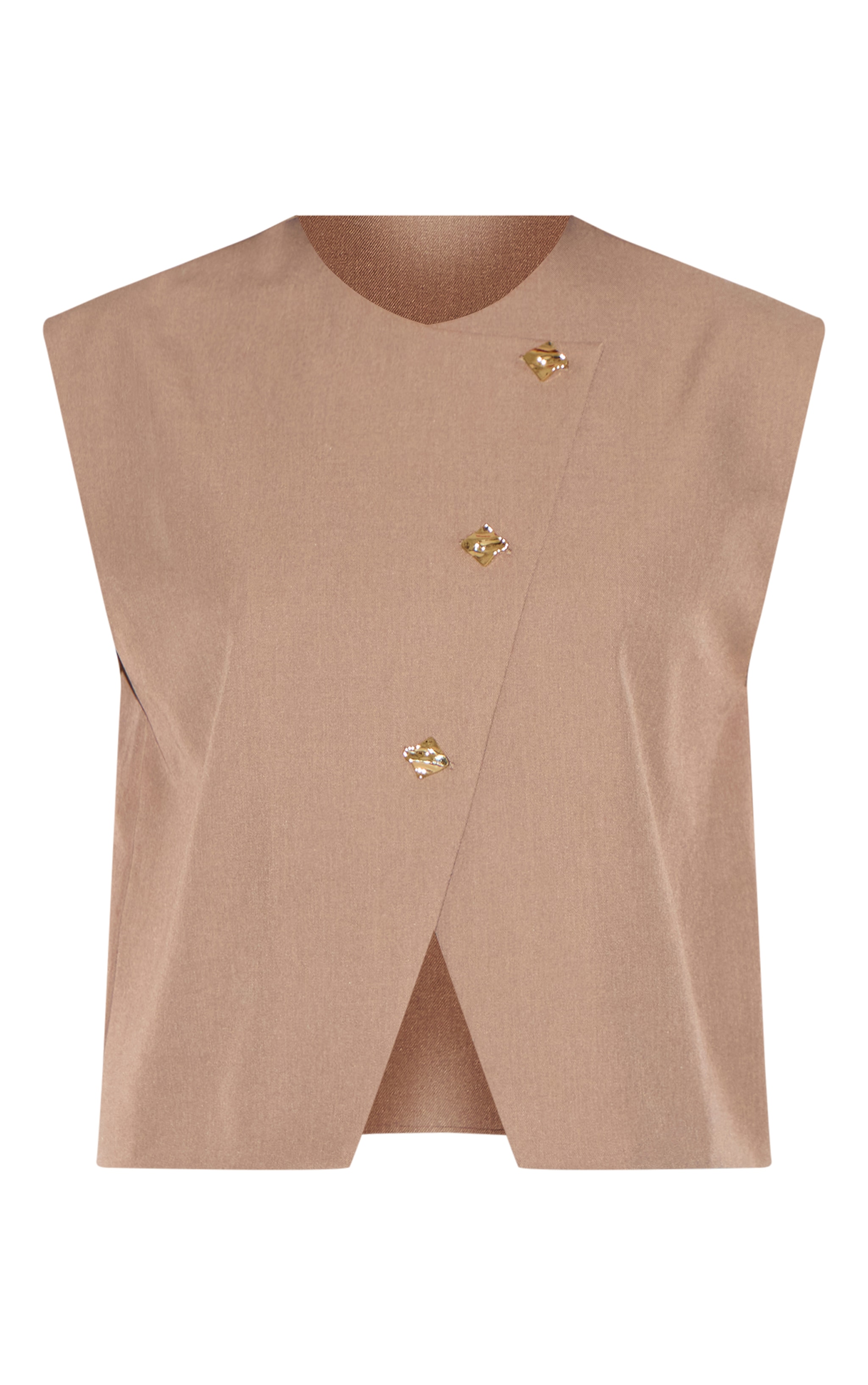 Gilet oversize gris champignon à empiècements dorés image 5