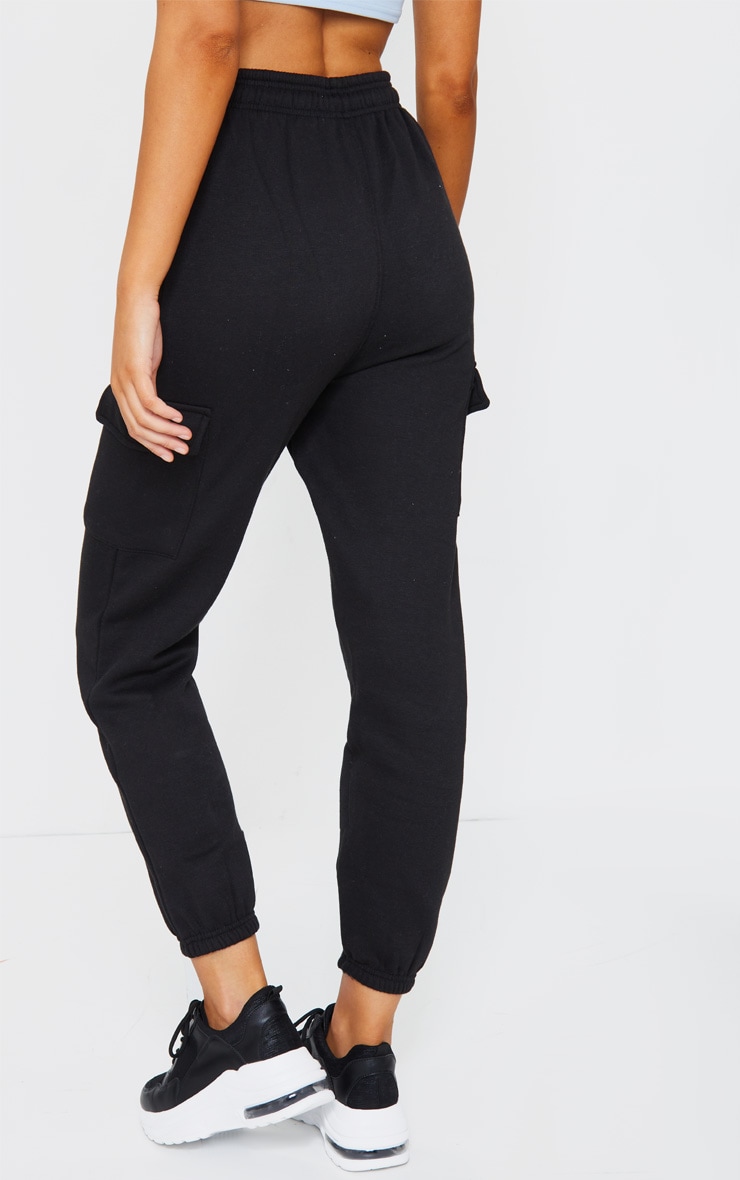 Black Pocket Detail Casual Track Pants image 3