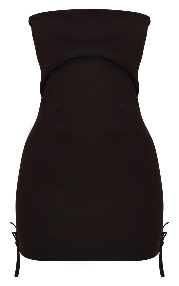 Petite Black Lace Up Detail Fitted Bodycon Dress image 5