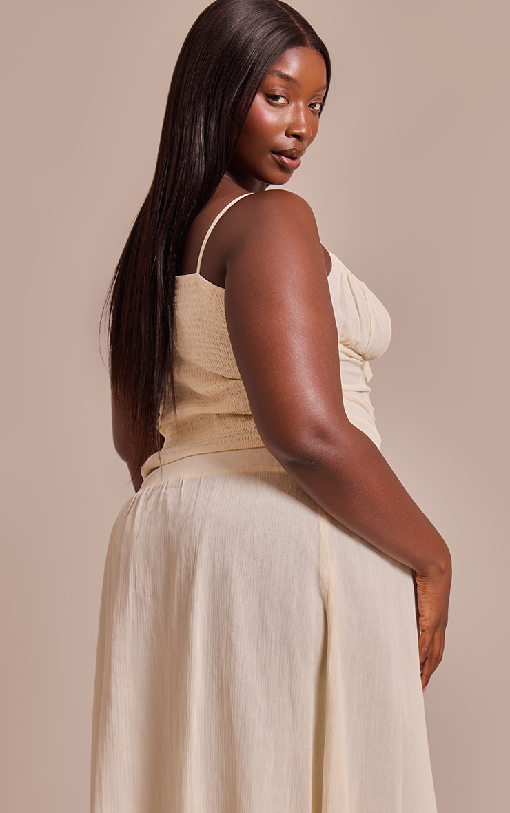 Plus Butter Cream Chiffon Ruched Bust Top image 2