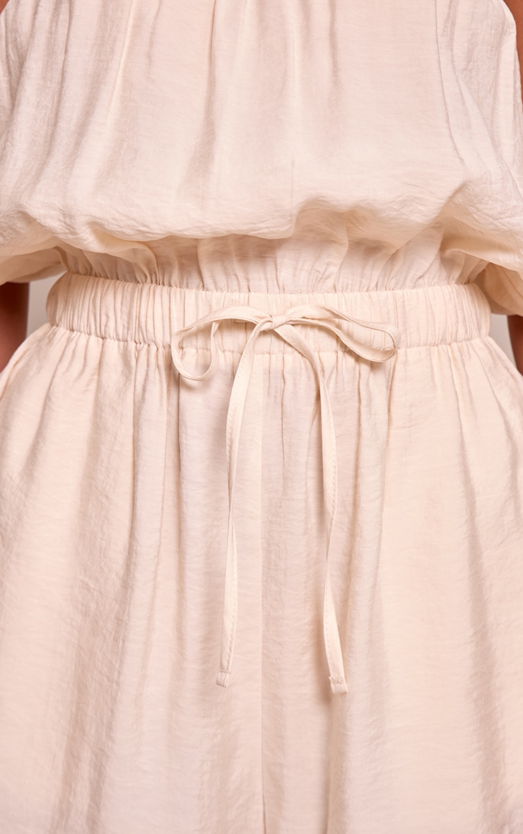 Cream Woven Textured Bandeau Playsuit image 4