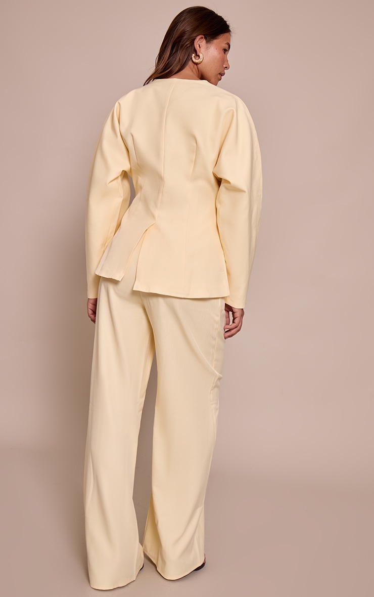  Butter Cream Premium Woven Tailored Wide Leg Pleated Front Pants image 3