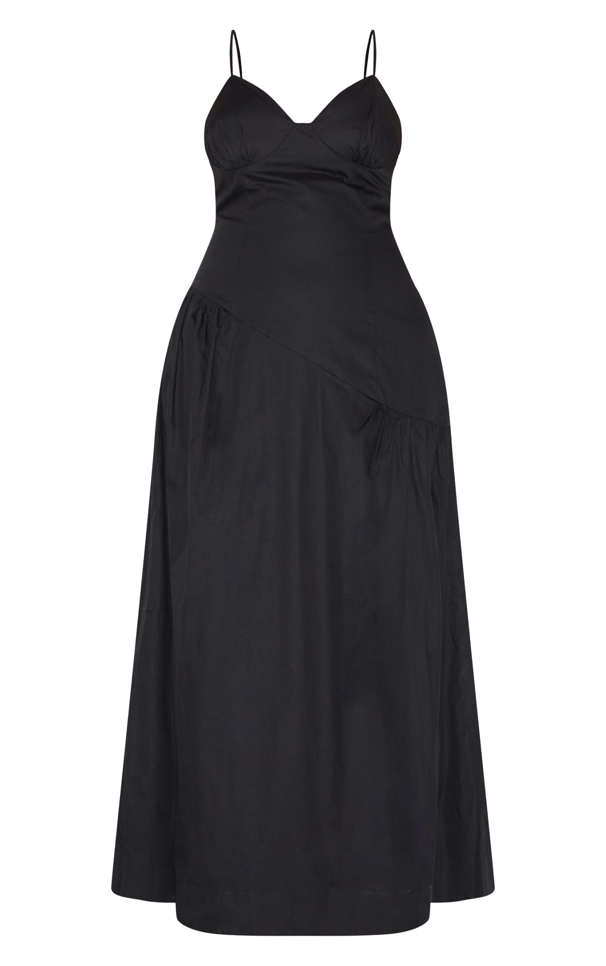 Plus Black Plunge Asymmetric Detail Midaxi Dress image 5