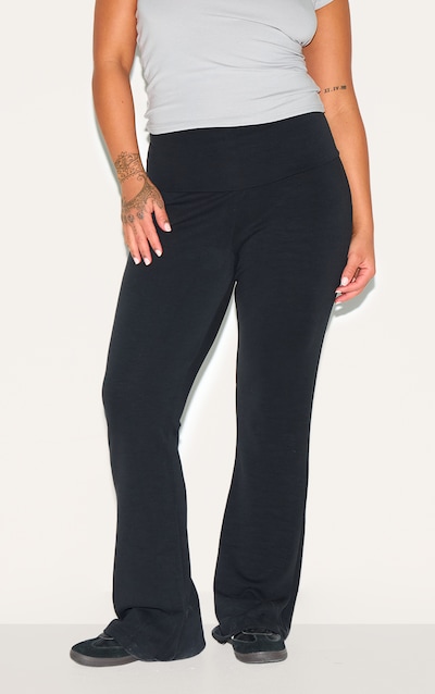 Plus Black Premium Foldover Soft Touch Yoga Flares