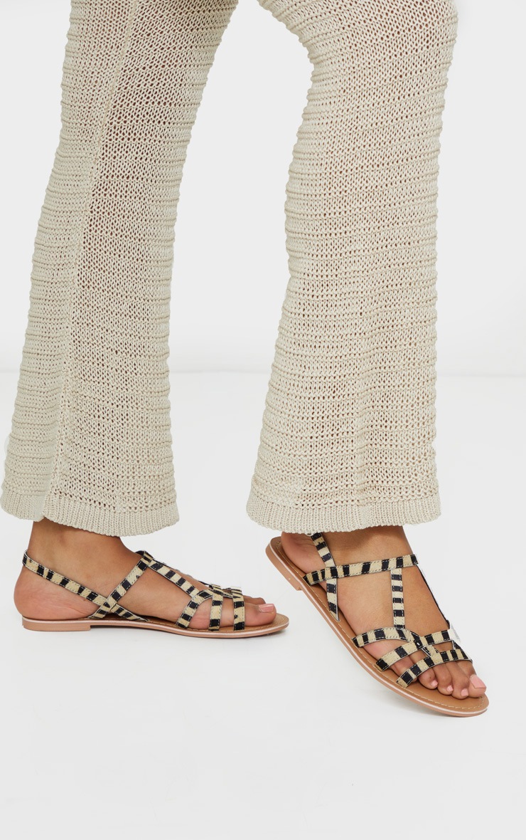 Zebra Leather Strappy Sandals