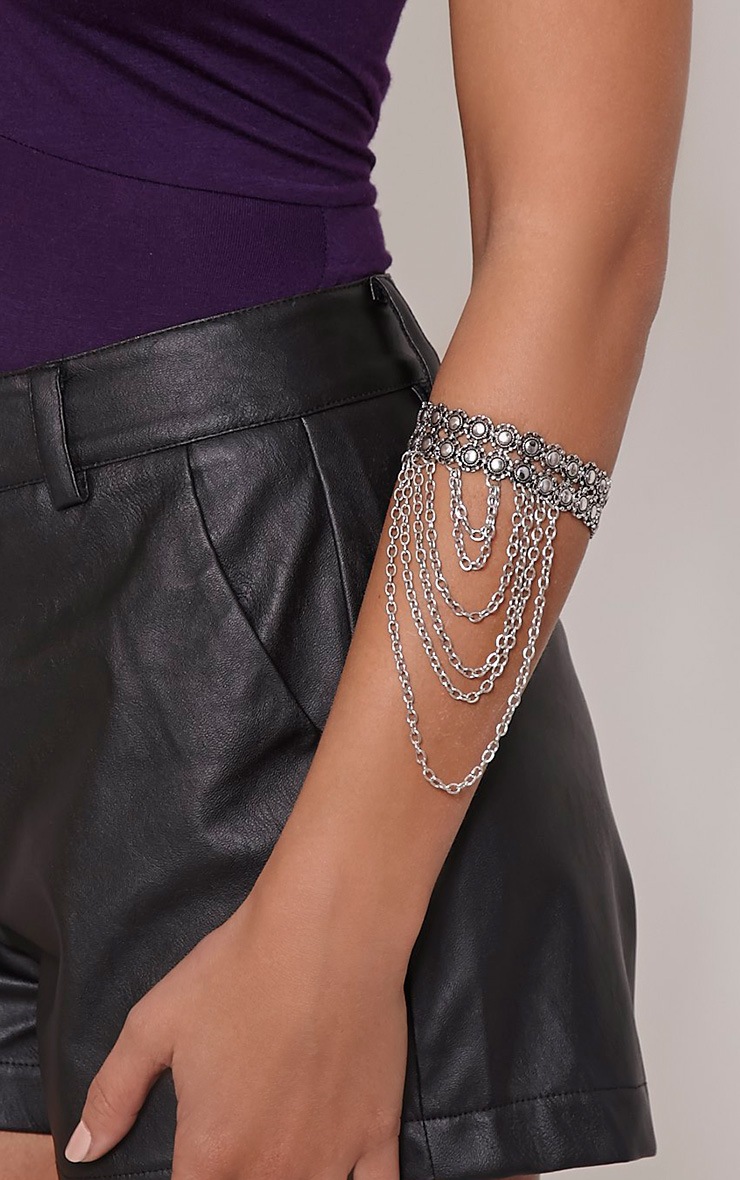 Stephania Silver Upper Arm Chain Cuff Cuffs PrettyLittleThing IE