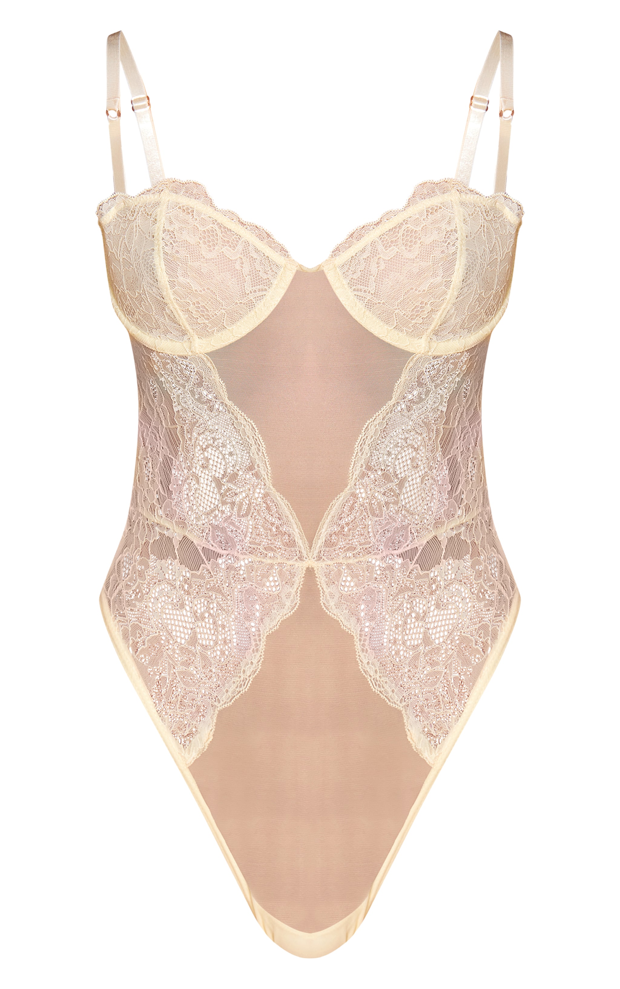 Butter Yellow Lace Underwired Lingerie Bodysuit  image 5