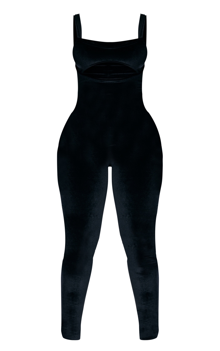 Shape Black Velvet Cut Out Front Jumpsuit image 5
