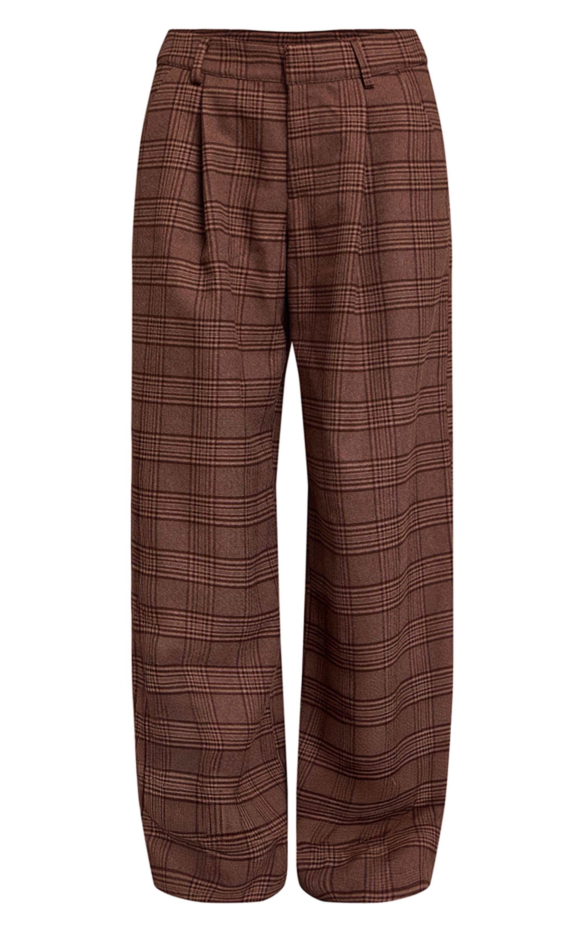 Brown Checked Premium Woven Twill Tailored Wide Leg Pant image 5