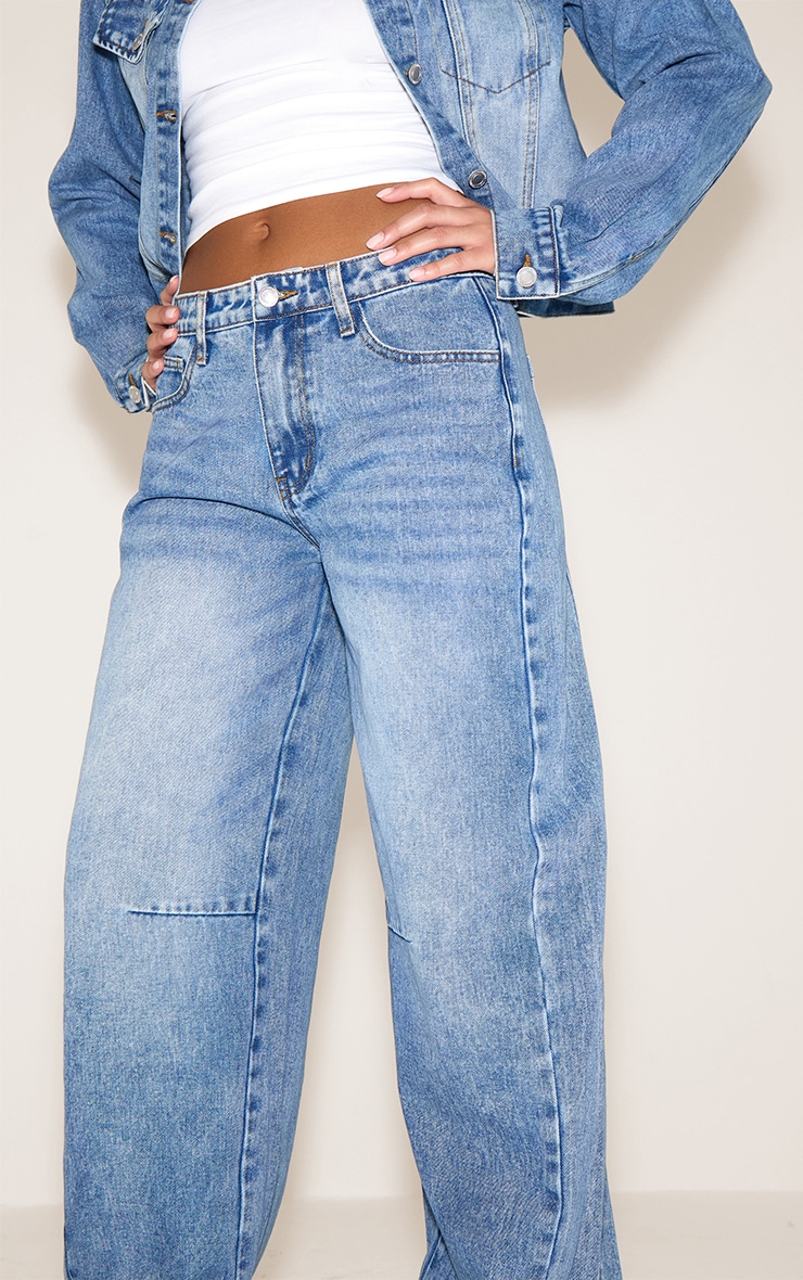 Vintage Seam Detail Low Rise Barrel Jeans image 2