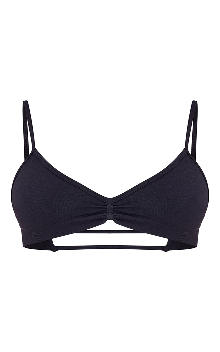 PLT SPORT Black Seamless Twist Front Sports Bra image 5