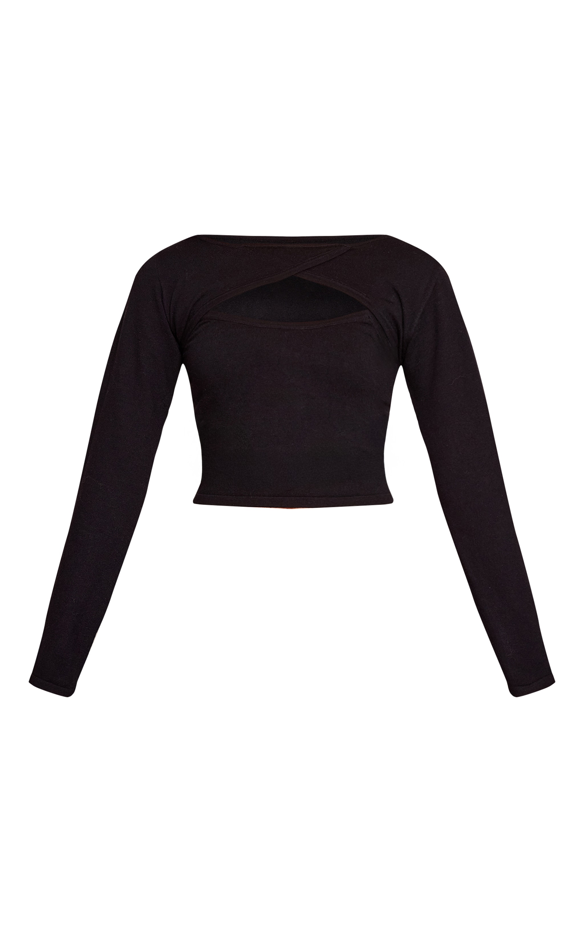 Black Fine Knit Trim Detail Wrap Cardigan image 5