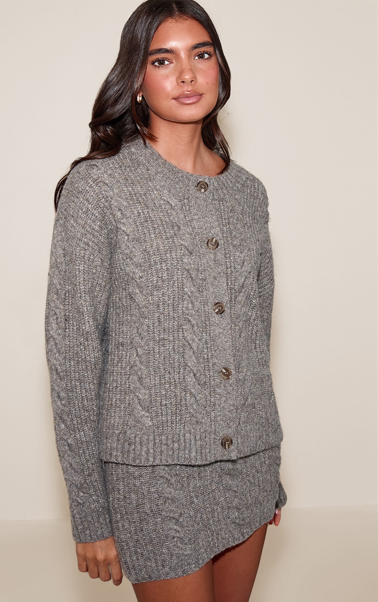 Dark Taupe Cable Knit Mini Skirt image 4