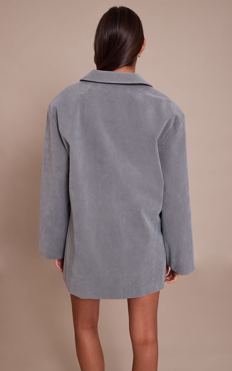 Robe blazer structurée en suédine bleu poudré image 2