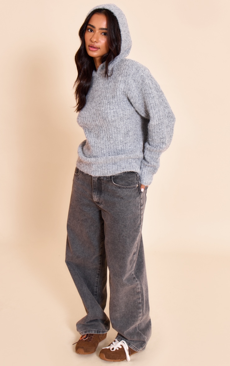 Petite Hoodie en maille trciot côtelée grise image 3
