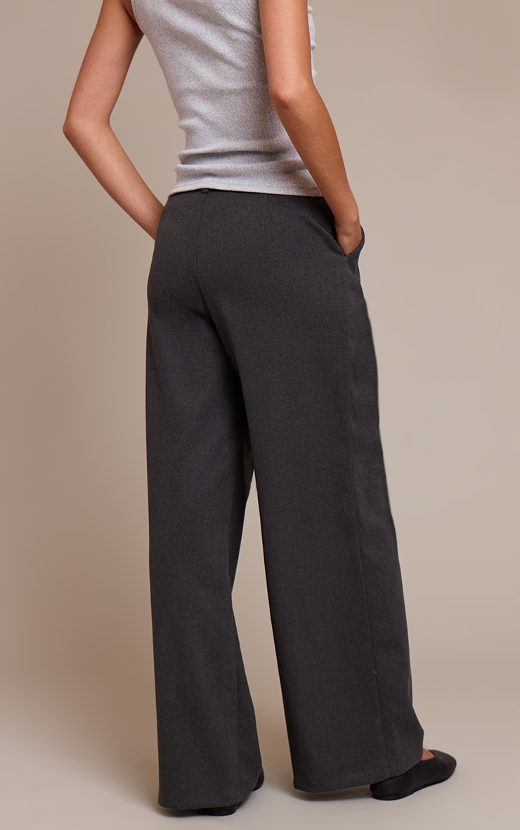 Charcoal Brushed Tailored Straight Leg Pants image 3
